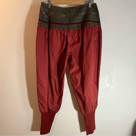SISSY ME Sz L Pants Harem Style 100% Cotton Ribbed Hem Embroidered Waistband NEW - Picture 7 of 11